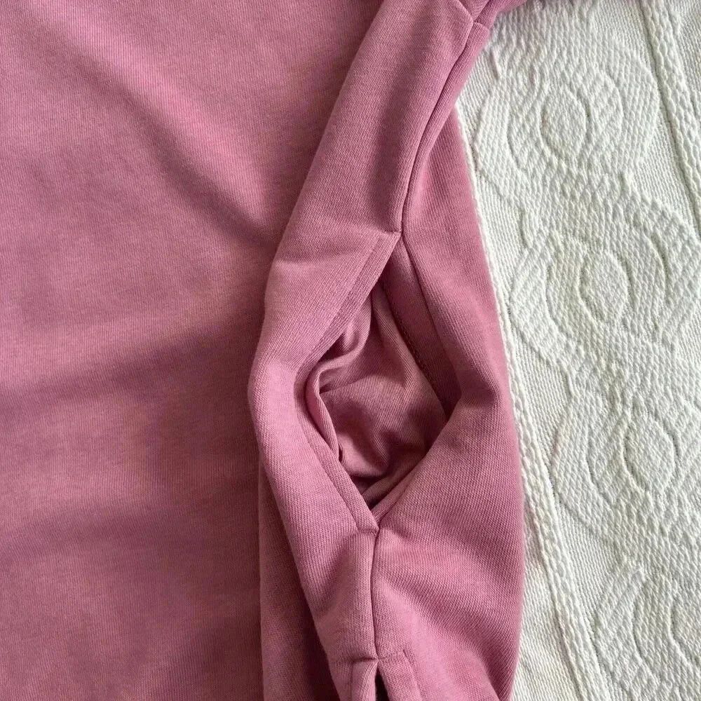 Nike Pink Funnel Neck Turtleneck Tunic Sweatshirt Pockets Logo Athleisure Size L - Picture 10 of 14